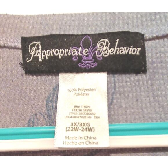 Appropriate Behavior Long Sleeve Silk Screened Women's Top Size 3X - Picture 3 of 3